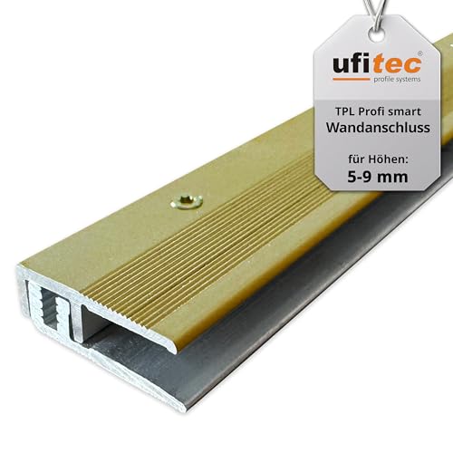 ufitec® Profi Smart Profilsystem für Vinylböden und Designböden, geeignet für Belagshöhen von 5-9 mm - ALU eloxiert - Gold - (Abschlußprofil - Länge: 100 cm, Gold) von ufitec profile systems