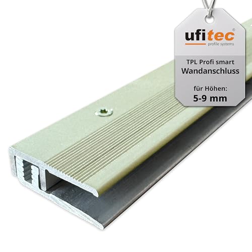 ufitec® Profi Smart Profilsystem für Vinylböden und Designböden, geeignet für Belagshöhen von 5-9 mm - ALU eloxiert - Gold Hell - (Abschlußprofil - Länge: 90 cm, Gold Hell) von ufitec profile systems