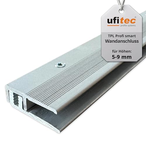 ufitec® Profi Smart Profilsystem für Vinylböden und Designböden geeignet für Belagshöhen von 5-9 mm - ALU eloxiert - SILBER - (Abschlußprofil - Länge: 100 cm, Silber) von ufitec profile systems