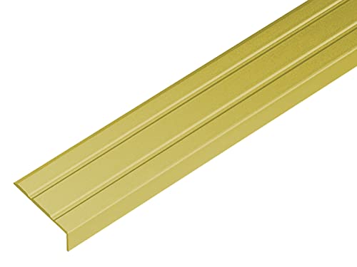 ufitec® Alu Winkelprofil 24x10 mm mit Rillen selbstklebend, Treppen Kanten & Stufen Winkel Schutzprofil (24 x 10 mm | 100 cm Länge, Gold) von ufitec profile systems