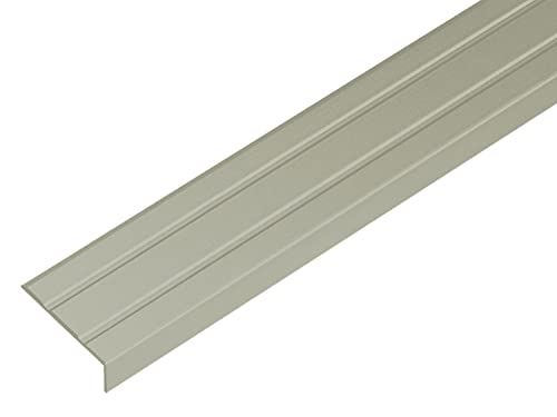ufitec® Alu Winkelprofil 24x10 mm mit Rillen selbstklebend, Treppen Kanten & Stufen Winkel Schutzprofil (24 x 10 mm | 195 cm Länge, Bronze Hell) von ufitec profile systems