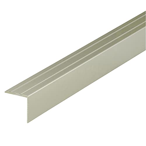 ufitec® Alu Winkelprofil 30x25 mm mit Rillen selbstklebend, Treppen Kanten & Stufen Winkel Schutzprofil (30 x 25 mm | 195 cm Länge, Bronze Hell) von ufitec profile systems