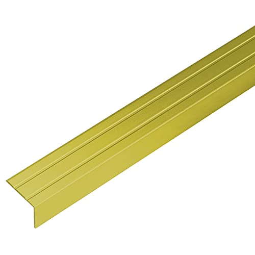 ufitec® Alu Winkelprofil 24x15 mm mit Rillen selbstklebend, Treppen Kanten & Stufen Winkel Schutzprofil (24 x 15 mm | 100 cm Länge, Gold) von ufitec profile systems