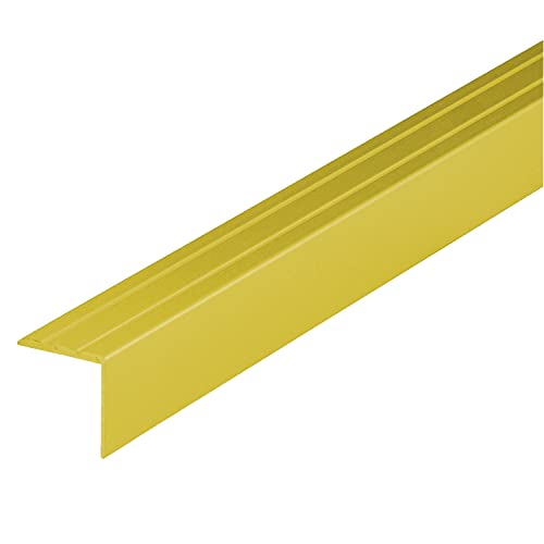 ufitec® Alu Winkelprofil 24x20 mm mit Rillen selbstklebend, Treppen Kanten & Stufen Winkel Schutzprofil (24 x 20 mm | 195 cm Länge, Gold) von ufitec profile systems