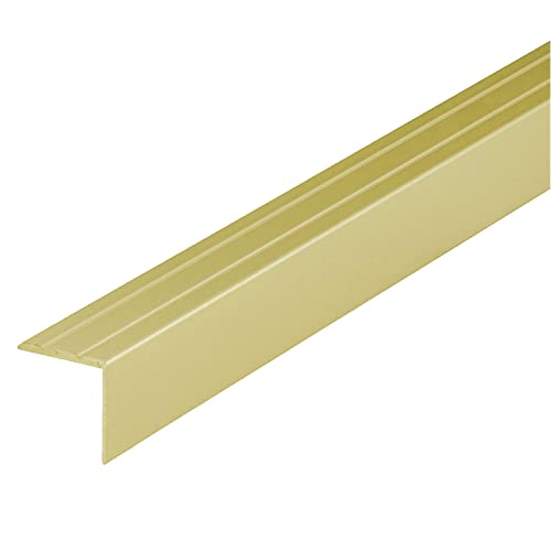 ufitec® Alu Winkelprofil 30x20 mm mit Rillen selbstklebend, Treppen Kanten & Stufen Winkel Schutzprofil (30 x 20 mm | 100 cm Länge, Gold Hell) von ufitec profile systems