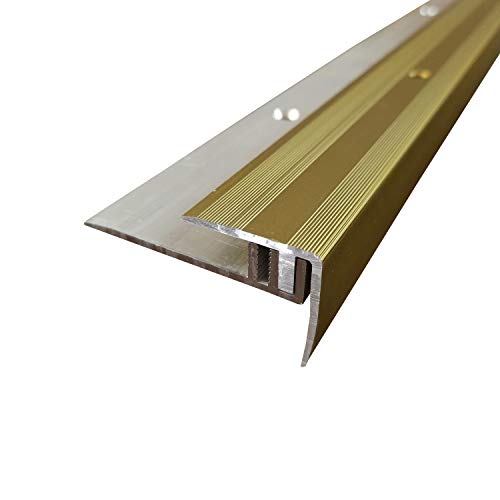 ufitec Profilsystem für Parkett- und Laminatböden - für Belagshöhen von 7-15 mm - viele Farben lieferbar (Treppenkantenprofil, Gold, 100 cm länge) von ufitec profile systems