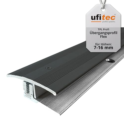 ufitec Profilsystem für Parkett- und Laminatböden - für Belagshöhen von 7-16 mm - viele Farben lieferbar (Flex Übergang 35 mm breit, Bronze Dunkel, 90 cm länge) von ufitec profile systems
