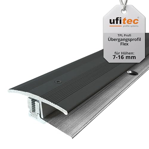 ufitec Profilsystem für Parkett- und Laminatböden - für Belagshöhen von 7-16 mm - viele Farben lieferbar (Flex Übergang 35 mm breit, Bronze Dunkel, 90 cm länge) von ufitec profile systems