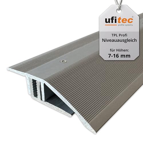 ufitec Profilsystem für Parkett- und Laminatböden - für Belagshöhen von 7-16 mm - viele Farben lieferbar (Niveauausgleichsprofil, Bronze Hell, 90 cm länge) von ufitec profile systems