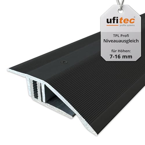 ufitec Profilsystem für Parkett- und Laminatböden - für Belagshöhen von 7-16 mm - viele Farben lieferbar (Niveauausgleichsprofil, Bronze Dunkel, 90 cm länge) von ufitec profile systems