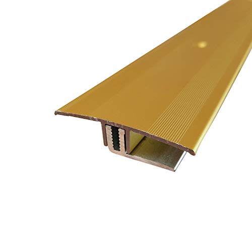 ufitec Profilsystem für Parkett- und Laminatböden - für Belagshöhen von 7-16 mm - viele Farben lieferbar (Übergangsprofil | 270 cm lang | 45 mm Breit, Gold) von ufitec profile systems