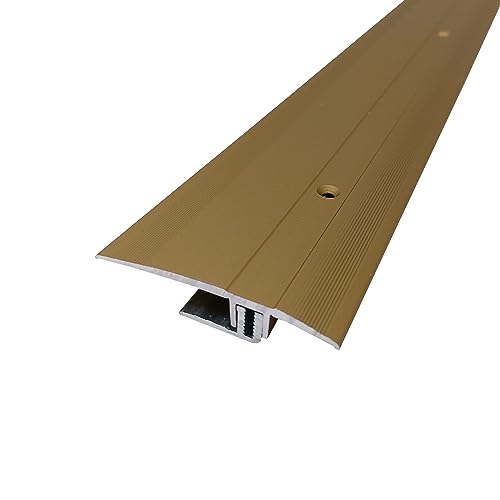 ufitec Profilsystem für Parkett- und Laminatböden - für Belagshöhen von 7-16 mm - viele Farben lieferbar (Übergangsprofil | 270 cm lang | 60 mm Breit, Gold) von ufitec profile systems