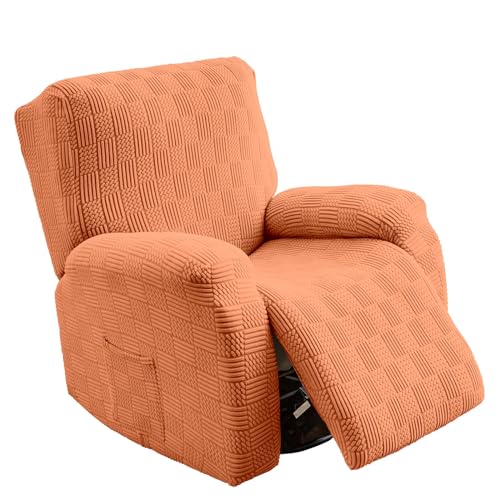 uiceno Sesselschoner, Stretch Sesselbezug Relaxsessel, Stretchhusse für Relaxsessel 4-teilig, Waschbar Fernsehsessel Bezug mit Taschen, Orange von uiceno