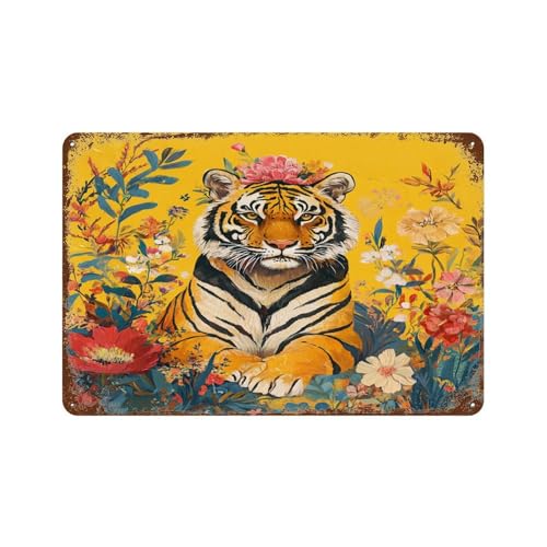 Blechschild, 20,3 x 30,5 cm, Tigerblüte, Metallschild, Retro-Küchendekoration, Kaffee-Wandkunst von uihgcvr