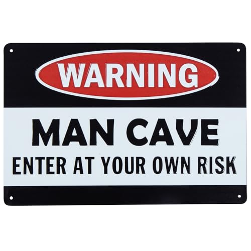 Blechschild mit Aufschrift "Warning Man Cave Enter At Your Own Risk", Retro, Vintage, 20,3 x 30,5 cm von uihgcvr