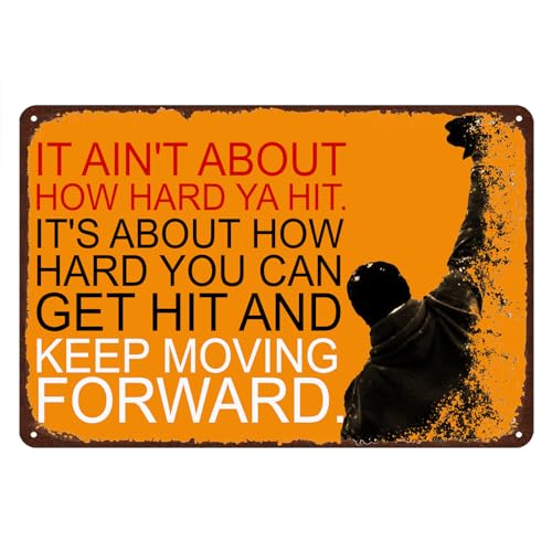 Blechschild mit motivierenden Zitaten "It's About How Hard You Can Get Hit And Keep Moving Forward", Rocky Balboa Poster für Zuhause, Bauernhof, Geschäft, Garage, Club, Bar, Küche, Pub, lustiges Blechschild mit motivierenden Zitaten "It's About How Hard You Can Get Hit And Keep Moving Forward", Rocky Balboa Poster für Zuhause, Bauernhof, Geschäft, Garage, Club, Bar, Küche, Pub, lustiges von uihgcvr