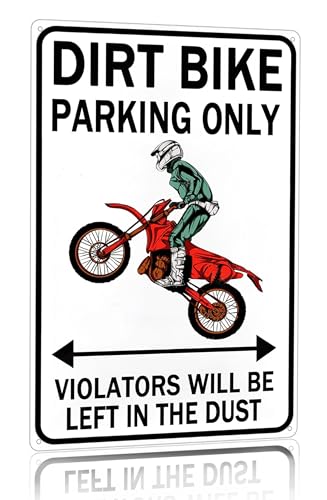 Dirt Bike Zubehör Jungen Motocross Geschenke Lustiges Dirty Bike Parking Only Vintage Blechschild für Männerhöhle Jungenzimmer Garage Wanddekoration 20,3 x 30,5 cm (3064) von uihgcvr
