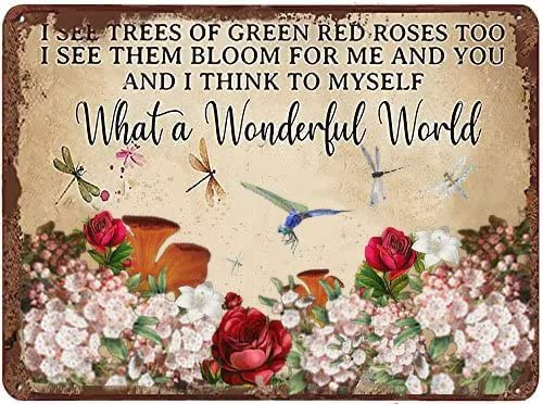 I see green red rose tree Swire Tin vase flower plant animal painting libelle rose beautiful sign sigu tin sign afternoon tea garden animal plant picture cafe bedroom living room 20.3 x 30.5 cm von uihgcvr