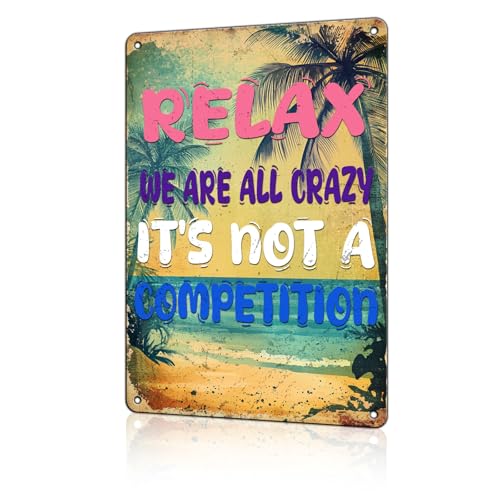 Lustige Pool-Schilder, Metall-Blechschilder mit Aufschrift "Relax We Are All Crazy It Isn't A Competition", für draußen, Barschild, lustige Dekoration, Entspannung, Strand, Schild für Zuhause Lustige Pool-Schilder, Metall-Blechschilder mit Aufschrift "Relax We Are All Crazy It Isn't A Competition", für draußen, Barschild, lustige Dekoration, Entspannung, Strand, Schild für Zuhause von uihgcvr