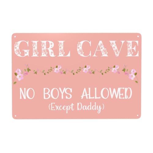 Lustiges Metall-Blechschild, 20,3 x 30,5 cm, Mädchen-Höhle mit Aufschrift "No Boys Allowed Except Daddy", für Schlafzimmer, Babe Cave, Wohnheim, Heimbüro, Wanddekoration Lustiges Metall-Blechschild, 20,3 x 30,5 cm, Mädchen-Höhle mit Aufschrift "No Boys Allowed Except Daddy", für Schlafzimmer, Babe Cave, Wohnheim, Heimbüro, Wanddekoration von uihgcvr