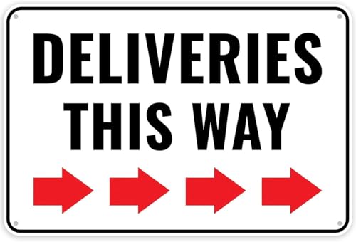 Metall-Blechschild "Deliveries This Way" Schild Pfeil nach rechts, 20,3 x 30,5 cm – Pakete Lieferung hier Schild – Lieferung Fahrer Anleitung Metall-Blechschild "Deliveries This Way" Schild Pfeil nach rechts, 20,3 x 30,5 cm – Pakete Lieferung hier Schild – Lieferung Fahrer Anleitung von uihgcvr