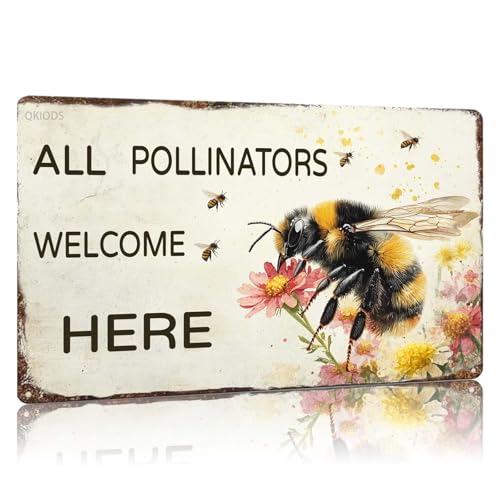 Metall-Blechschild mit Aufschrift "All Pollinators Welcome Here", lustige Gartenschilder, Wanddekoration für Hof, Fenster, Wohnzimmer, Gartentor, 30,5 x 20,3 cm Metall-Blechschild mit Aufschrift "All Pollinators Welcome Here", lustige Gartenschilder, Wanddekoration für Hof, Fenster, Wohnzimmer, Gartentor, 30,5 x 20,3 cm von uihgcvr