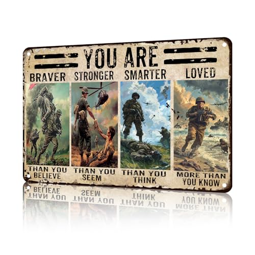 Metall-Blechschild mit Aufschrift "Memorial Day Veteran You Are Braver Stronger", horizontales Retro-Blechschild für Armee, Soldaten, Poster für Zuhause, Wohnzimmer, Männerhöhle, Bar, Garage, Café Metall-Blechschild mit Aufschrift "Memorial Day Veteran You Are Braver Stronger", horizontales Retro-Blechschild für Armee, Soldaten, Poster für Zuhause, Wohnzimmer, Männerhöhle, Bar, Garage, Café von uihgcvr