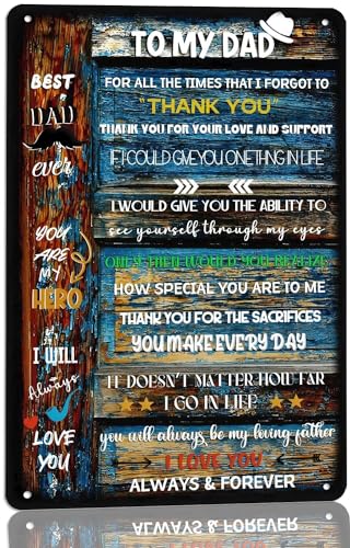 Metall-Blechschild mit Aufschrift "To My Dad", Vatertags-Geburtstagsgeschenk von Sohn/Tochter, Vintage-Poster, Dekoration für Zuhause, Schlafzimmer, Männerhöhle, 20,3 x 30,5 cm Metall-Blechschild mit Aufschrift "To My Dad", Vatertags-Geburtstagsgeschenk von Sohn/Tochter, Vintage-Poster, Dekoration für Zuhause, Schlafzimmer, Männerhöhle, 20,3 x 30,5 cm von uihgcvr