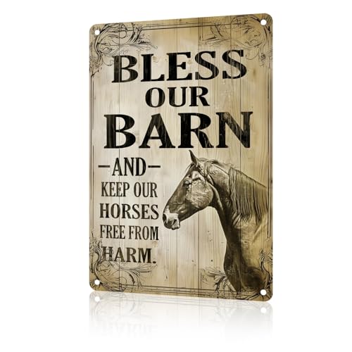 Metallschild "Bless Our Barn", lustiges Pferd, Metall-Blechschild für Heimdekoration, halten Sie Ihre Pferde sicher und frei von Schäden, für Zuhause, Wohnzimmer, Männerhöhle, Bar, Garage, Café, Pub Metallschild "Bless Our Barn", lustiges Pferd, Metall-Blechschild für Heimdekoration, halten Sie Ihre Pferde sicher und frei von Schäden, für Zuhause, Wohnzimmer, Männerhöhle, Bar, Garage, Café, Pub von uihgcvr
