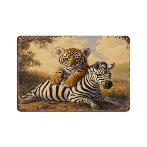 Metallschilder, Dekoration, Tiger und Zebra, einzigartiges Freundschafts-Retro-Schild, Vintage, Aluminium-Blechschilder für Café, Restaurant, Garage, Club, Bar, 20,3 x 30,5 cm Metallschilder, Dekoration, Tiger und Zebra, einzigartiges Freundschafts-Retro-Schild, Vintage, Aluminium-Blechschilder für Café, Restaurant, Garage, Club, Bar, 20,3 x 30,5 cm von uihgcvr