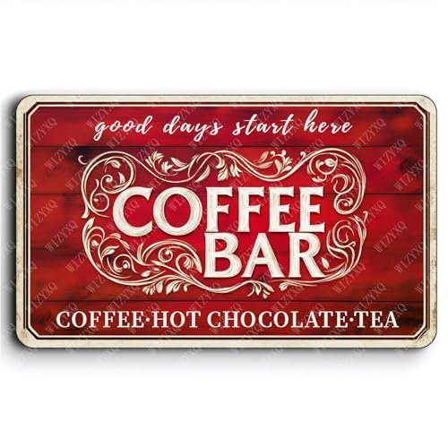 Metallschilder "Good Days Start Here Coffee Bar Coffee·Hot Chocolate·Tea Tin Signs Winter Christmas Sign Aluminum Sign for Living Room Bedroom Bar Cafe Yard Garden Office Wall Decor 20,3 x 30,5 cm von uihgcvr