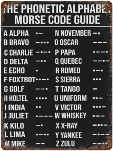 Phonetisches Alphabet, Morsecode-Piloten, Vintage-Blechschild, Metallposter, Kunst, lustig, für Büro, Zuhause, Klassenzimmer, Badezimmer, Dekoration, Geschenke, bestes Bauernhaus-Geschenk, Damen von uihgcvr