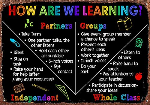Poster "How Are We Learning", Lehrer- und Studentenposter, Klassenwandkunst, Lehrergeschenk, Klassenzimmer-Dekor, Blechschild, 20,3 x 30,5 cm von uihgcvr