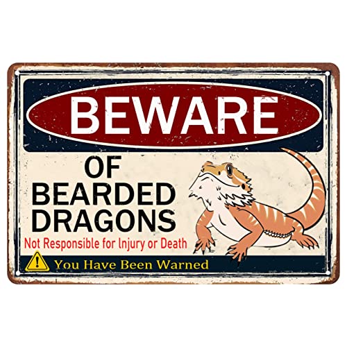 Schild mit Aufschrift "Beware Of Bearded Dragon Reptile Dragons Tank Accessories", Bartdrache, Metall-Blechschilder, Eidechsensachen, Vintage-Wanddekoration, Geschenk für Drachenliebhaber Schild mit Aufschrift "Beware Of Bearded Dragon Reptile Dragons Tank Accessories", Bartdrache, Metall-Blechschilder, Eidechsensachen, Vintage-Wanddekoration, Geschenk für Drachenliebhaber von uihgcvr