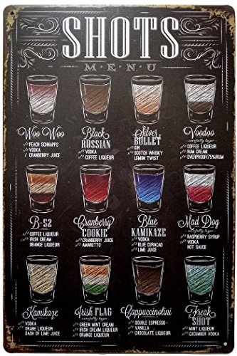 Shots Menu Retro Vintage Bar Metall-Blechschild Poster Ptyle Wandkunst Pub Bar Dekor 20,3 x 30,5 cm Shots Menu Retro Vintage Bar Metall-Blechschild Poster Ptyle Wandkunst Pub Bar Dekor 20,3 x 30,5 cm von uihgcvr