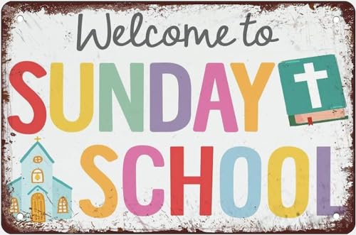 Sunday School Religion S Instant Welcome To Sunday School Schild Kinder Ministerium W Metall-Blechschild Wandzitat Badezimmer Wohnzimmer Heimdekoration Fitnessstudio Geschenk für Freunde, Dame Sunday School Religion S Instant Welcome To Sunday School Schild Kinder Ministerium W Metall-Blechschild Wandzitat Badezimmer Wohnzimmer Heimdekoration Fitnessstudio Geschenk für Freunde, Dame von uihgcvr