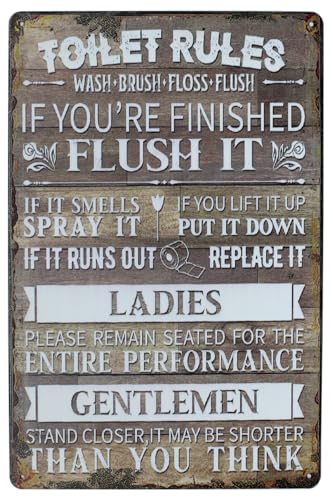 Toilet Rules Flush It Metall-Blechschild, Wanddekoration, Kunstschild, Retro, Vintage, Toilette, 20,3 x 30,5 cm Toilet Rules Flush It Metall-Blechschild, Wanddekoration, Kunstschild, Retro, Vintage, Toilette, 20,3 x 30,5 cm von uihgcvr