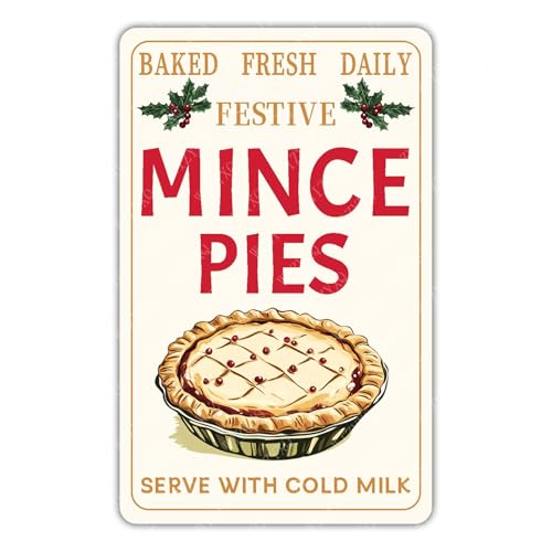 Winterschild Baked Fresh Daily Festive Mince Pies Serve With Cold Milk Vintage Metall-Blechschilder Aluminium Weihnachtsschild für Küche, Café, Restaurants, 20,3 x 30,5 cm Winterschild Baked Fresh Daily Festive Mince Pies Serve With Cold Milk Vintage Metall-Blechschilder Aluminium Weihnachtsschild für Küche, Café, Restaurants, 20,3 x 30,5 cm von uihgcvr
