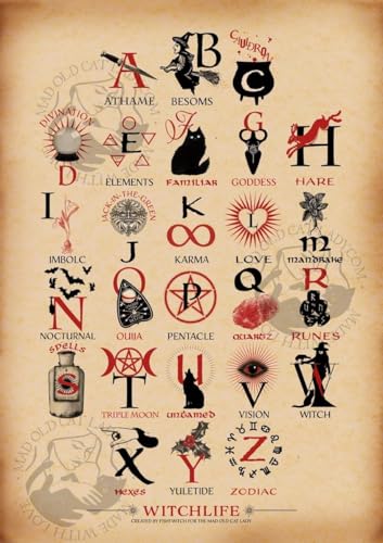 Witch's Home Witch Life Alphabet Retro Metall-Blechschild 20,3 x 30,5 cm von uihgcvr