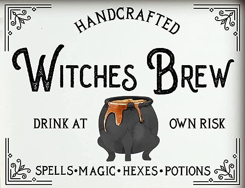 Witches Brew Halloween-Schild – Herbstdekoration, Wandkunst, Hexen-Metall-Blechschilder, Vintage-Stil, 20,3 x 30,5 cm, Weiß Witches Brew Halloween-Schild – Herbstdekoration, Wandkunst, Hexen-Metall-Blechschilder, Vintage-Stil, 20,3 x 30,5 cm, Weiß von uihgcvr