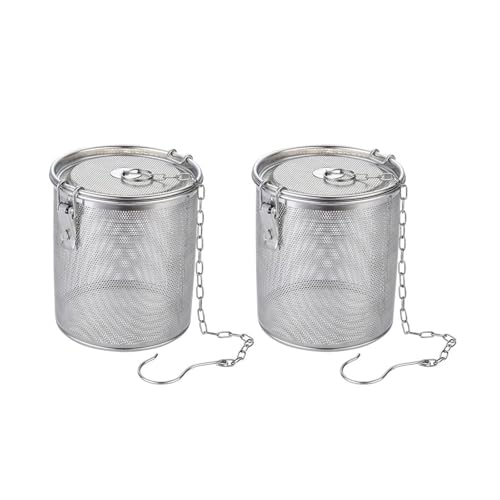 uikios 2 Stück rostfreie Stahl-Eintöpfe Siebkorb, Halogen, Käfig-Set für effiziente Gewürzfiltration und stabiles Brinieren von uikios