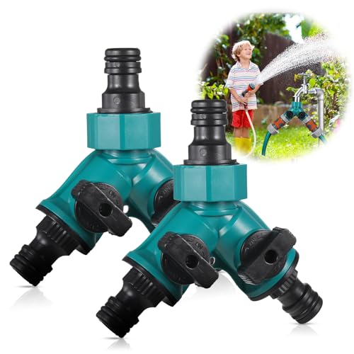 2 Wege Schlauch Rohr Verbinder Gartenschlauch Splitter Wasserhahn Splitter Y-Verteiler Anschluss mit Individuellen An/Aus Ventilen Gartenschlauch Splitter, 2 Wege Garten Wasserrohrverbinder für von uinnossvc