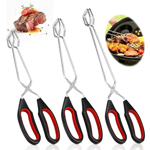 3 Pack Scheren Zange Grillzange Edelstahl Scherenzange Spaghettizange Mit Griff für Kochen Grillen Umdrehen Lebensmitteln Werkzeug (9/11/13 Zoll) von uinnossvc