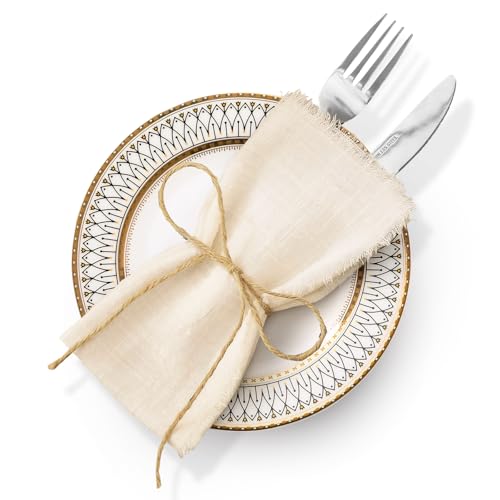 6 leinenservietten stoffservietten Rand stoffservietten servietten stoffservietten Cloth Napkins leinenservietten Serviette Hochzeit Party Western-Stil Tischdekorat【42 x 42cm Helles Khaki】 von uinnossvc