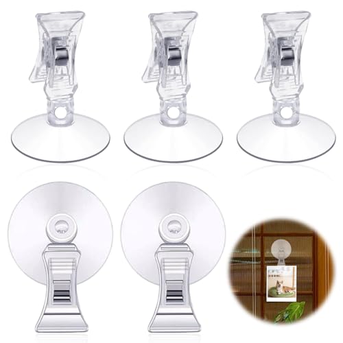 uinnossvc Saugnäpfe Clip 5 Stück Saugnäpfe für Fenster Sauger mit Clips Saugnapf Klammer Saugnapf Haken mit Saugnapf Mini Saugnapf Transparent für Aquarium Glaswand Parkscheinhalter Supermarkt von uinnossvc