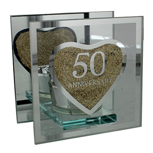 Teelichthalter zum 50. Hochzeitstag/Silberhochzeit als Geschenk von ukgiftstoreonline