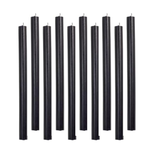 10er Pack Stabkerzen H:30 cm Ø:2,1 cm - 12 Stunden Brenndauer - Tafelkerzen Dinnerkerzen Kerzen, Farbe:Schwarz von ukiyo