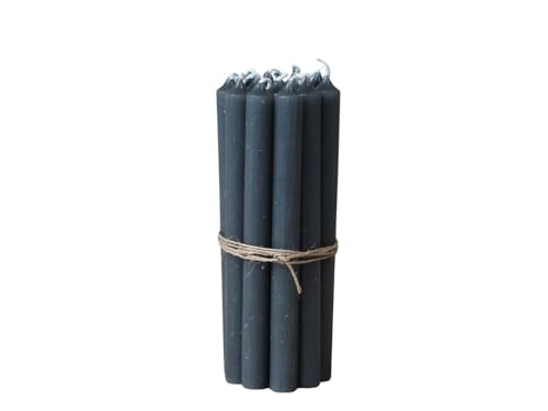 12er Pack dünne Stabkerzen H:13 cm Ø:1,2 cm div. Farben Brenndauer 2,5 Stunden Advent Weihnachten, Farbe:Dunkelgrau von ukiyo