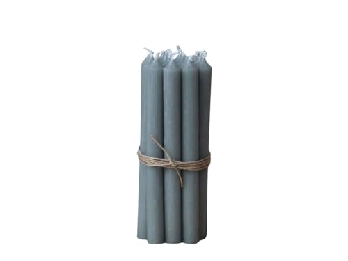 12er Pack dünne Stabkerzen H:13 cm Ø:1,2 cm div. Farben Brenndauer 2,5 Stunden Advent Weihnachten, Farbe:Grau von ukiyo