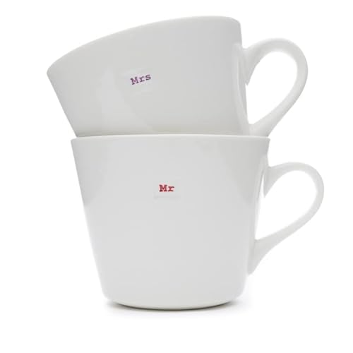 2 Statement Henkeltassen Mr und Mrs Lila/Rot 380 ml Keith Brymer Jones Kaffee-Tasse Keramik von ukiyo